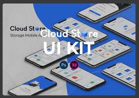 云商店移动应用程序用户界面工具包Cloud Store Mobile App UI Kit_XD_PSD