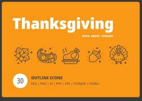 感恩节线性图标素材Thanksgiving Line