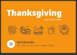 感恩节线性图标素材Thanksgiving Line