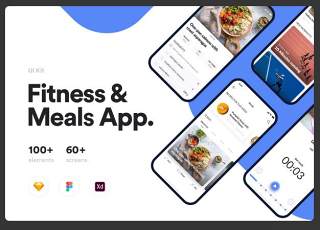 健身餐APP用户界面UI素材模板FitMe UI Kit