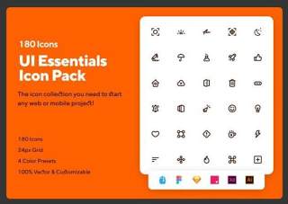 用户界面要素图标素材UI Essentials Icon Pack