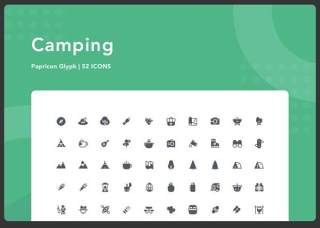 户外露营图标元素Camping-Papricon Glyph