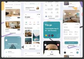 旅行应用程序用户界面工具包Trip Go Travel App UI Kit