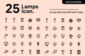 25个灯和线性灯图标素材25 Lamp & Light Line Icon