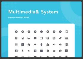 多媒体与系统图标素材Multimedia & System - Papricon Glyph