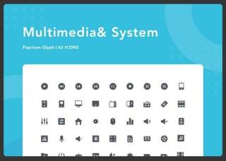 多媒体与系统图标素材Multimedia & System - Papricon Glyph