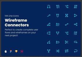 线框连接器图标包-144个线图标Wireframe Connectors Icon Pack - 144 Line icons