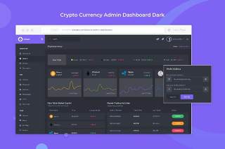 加密货币网站后台管理仪表板用户界面PSD深色模板UI设计工具包CryptoCurrency Admin Dashboard Dark Version