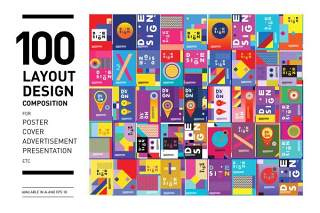 100个创意色彩构成海报矢量AI素材模板