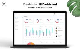 建筑施工网站后台管理仪表板用户界面PSD深色模板UI设计工具Construction-Admin-Dashboard-UI-Kit