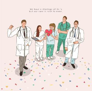 医生护士医疗健康卫生知识宣传卡通人物插画海报AI矢量素材模板