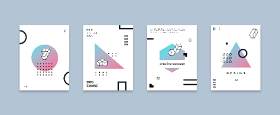 现代几何孟菲斯扁平化海报创意平面广告UI设计封面版式矢量素材模板18