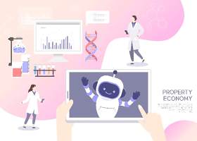 2.5d医生护士护理医疗机器人宣传卡通人物插画海报AI矢量素材模板