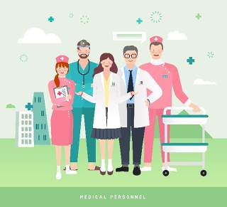 医生护士护理医疗健康知识宣传卡通人物插画海报AI矢量素材模板