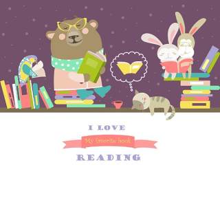 可爱卡通猫咪兔子森林动物插画EPS矢量素材