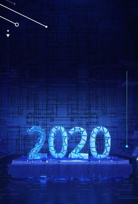2020蓝色科技互联网企业舞台会议高端论坛背景PSD海报设计素材竖版31