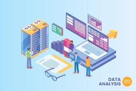 2.5D等距数据分析技术矢量插画AI素材场景概念Isometric Data Analysis Technology Vector Concept