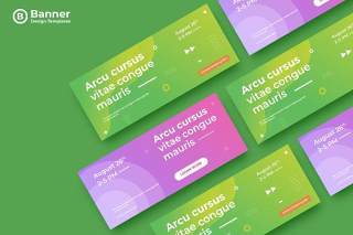 绿色紫色渐变网页banner平面广告AI矢量抽象背景素材ADL Banner Templates.04