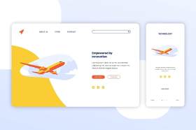 飞机航空登录页网页UI界面手机移动端插画APP设计矢量素材Illustration Landing Page & Onboarding Mobile App