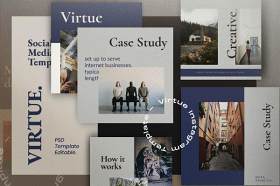 社交媒体模板PSD移动界面设计素材VIRTUE - Social Media Template + Stories
