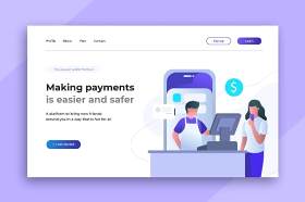 安全支付付款平面人物插图插画登录页AI矢量网页界面设计素材Flat Illustration Landing Pages