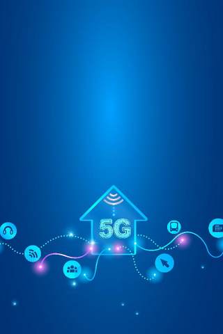 蓝色科技互联网5G企业舞台会议高端论坛背景PSD海报设计素材竖版