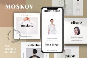 社交媒体工具包营销包PSD界面设计素材Moskov Social Media Kit Marketing pack 1