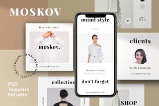 社交媒体工具包营销包PSD界面设计素材Moskov Social Media Kit Marketing pack 1