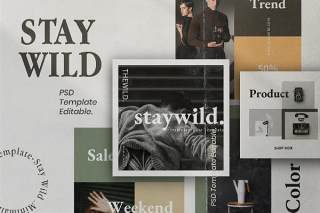 品牌社交媒体工具包PSD界面设计素材Staywild - Brand Social Media Kit Pack 2