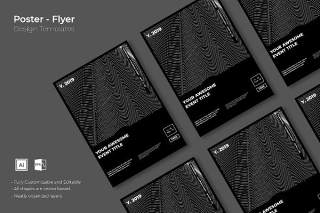 黑色抽象创意图形平面宣传折页海报设计模板AI矢量素材SRTP Poster Design.06