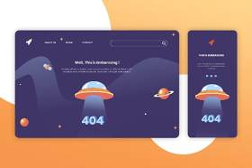 深色网页走丢404网页UI界面手机移动端插画APP设计矢量素材Illustration Landing Page & Onboarding Mobile App