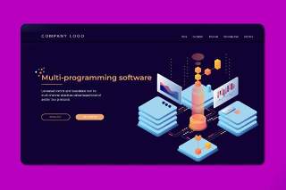 2.5D插画等距登录页创意多编程软件数字概念WEB网页界面模板设计AI矢量素材Isometric Landing Page