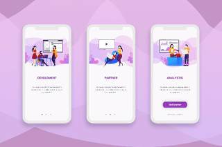 登陆屏幕移动应用程序APP界面办公人物概念插画Onboarding Screens Mobile App