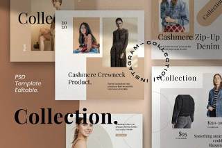 集合时尚社交媒体营销包PSD移动界面设计素材Collection Fashion Social Media Marketing pack 2