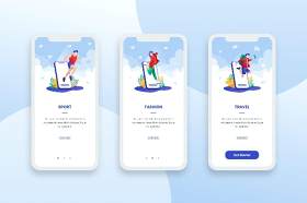 登陆屏幕移动应用程序APP界面人物生活概念插画Onboarding Screens Mobile App
