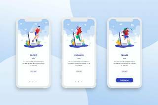 登陆屏幕移动应用程序APP界面人物生活概念插画Onboarding Screens Mobile App