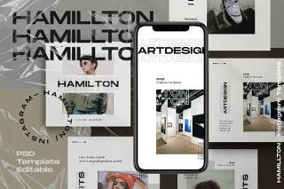都市时尚移动端PSD界面设计素材Hamilton Pack 2- Urban Fashion Instagram + stories