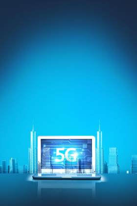 蓝色5G科技互联网企业舞台会议高端论坛背景PSD海报设计素材竖版26