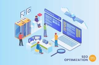 2.5D等距搜索引擎优化矢量插画AI素材场景概念Isometric SEO Optimization Vector Concept