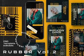 移动应用界面PSD模板设计素材Rubber Vol. 2 - Instagram KIT Template + Stories