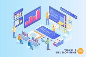 2.5D等距网站网页技术开发矢量AI插画素材场景概念Isometric Web Development Vector Concept