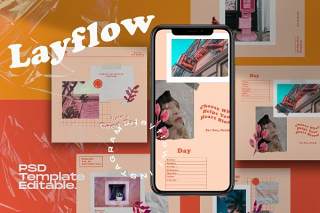 社交媒体模板移动端PSD界面设计素材Layflow - Instagram Social Media Template