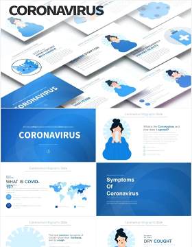 11套色系冠状病毒预防卫生医疗医用PPT素材Coronavirus - PowerPoint Infographics