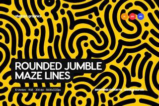有机圆形杂乱迷宫线无缝图案AI矢量设计素材organic rounded jumble maze lines seamless pattern
