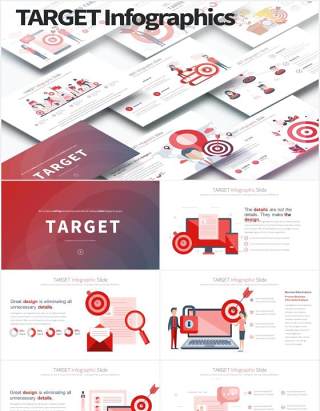 11套色系企业目标销售目标计划PPT人物插画素材TARGET - PowerPoint Infographics