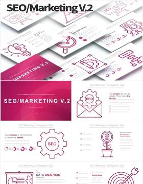 11套色系搜索引擎优化市场营销PPT素材SEO Marketing V.2 - PowerPoint Infographics