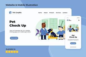 宠物动物健康检查兽医网络手机界面插画设计Pet animal health check up veterinary web mobile