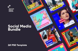 261个时尚渐变社交媒体PSD海报背景素材包（不含照片）Social Media Bundle