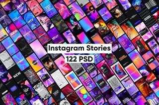 122款精彩创意抽象平面线上广告设计渐变图形PSD分层素材海报背景Bright Instagram Stories