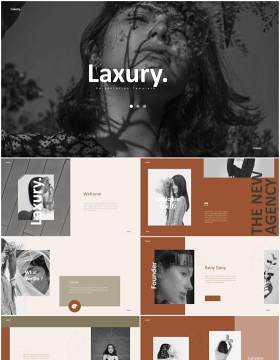 时尚创意图片排版PPT模板laxury lookbook fashion powerpoint creative